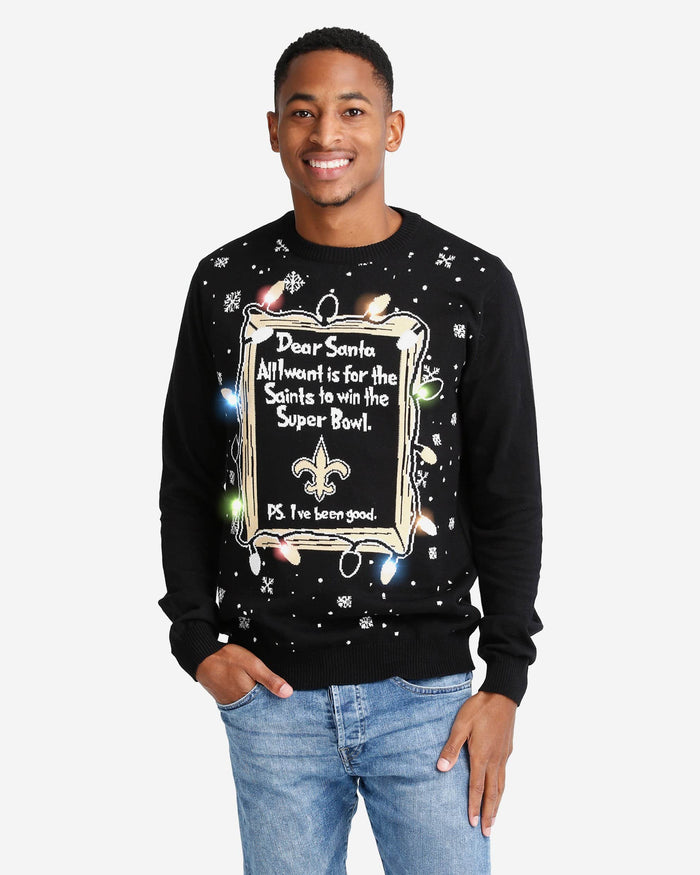 New Orleans Saints Dear Santa Light Up Sweater FOCO S - FOCO.com