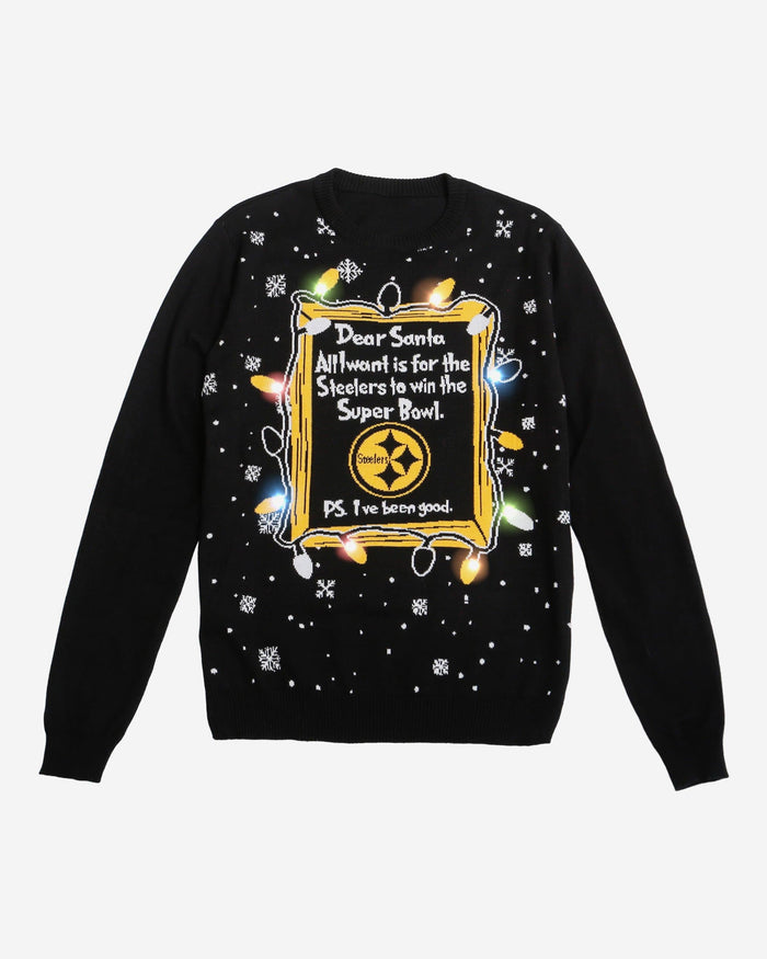 Pittsburgh Steelers Dear Santa Light Up Sweater FOCO - FOCO.com