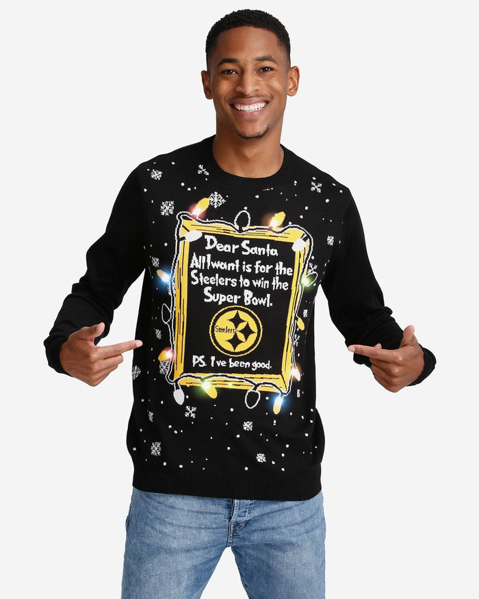 Pittsburgh Steelers Dear Santa Light Up Sweater FOCO S - FOCO.com