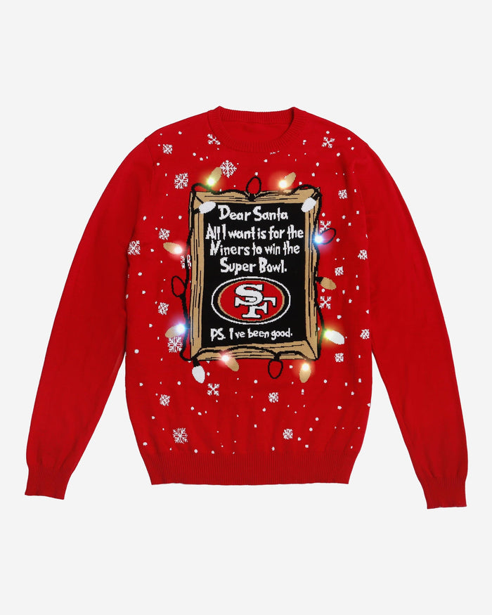 San Francisco 49ers Dear Santa Light Up Sweater FOCO - FOCO.com