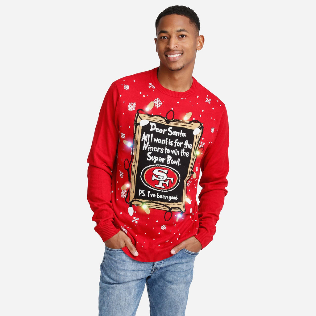 San Francisco 49ers Dear Santa Light Up Sweater FOCO S - FOCO.com