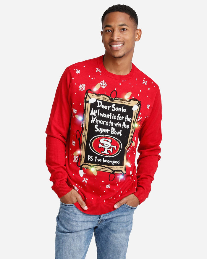 San Francisco 49ers Dear Santa Light Up Sweater FOCO S - FOCO.com