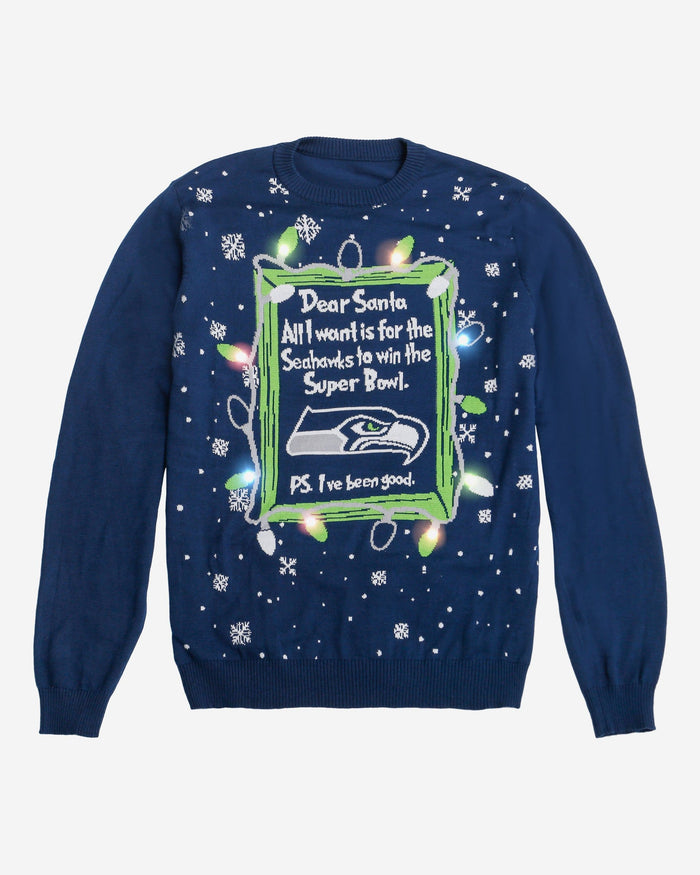 Seattle Seahawks Dear Santa Light Up Sweater FOCO - FOCO.com