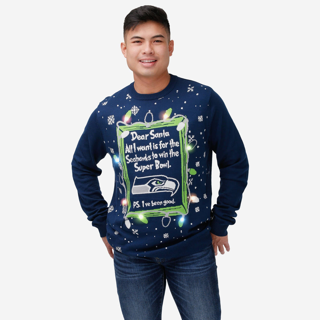 Seattle Seahawks Dear Santa Light Up Sweater FOCO S - FOCO.com