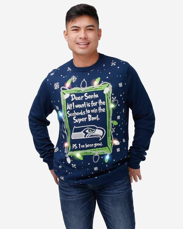 Seattle Seahawks Dear Santa Light Up Sweater FOCO S - FOCO.com