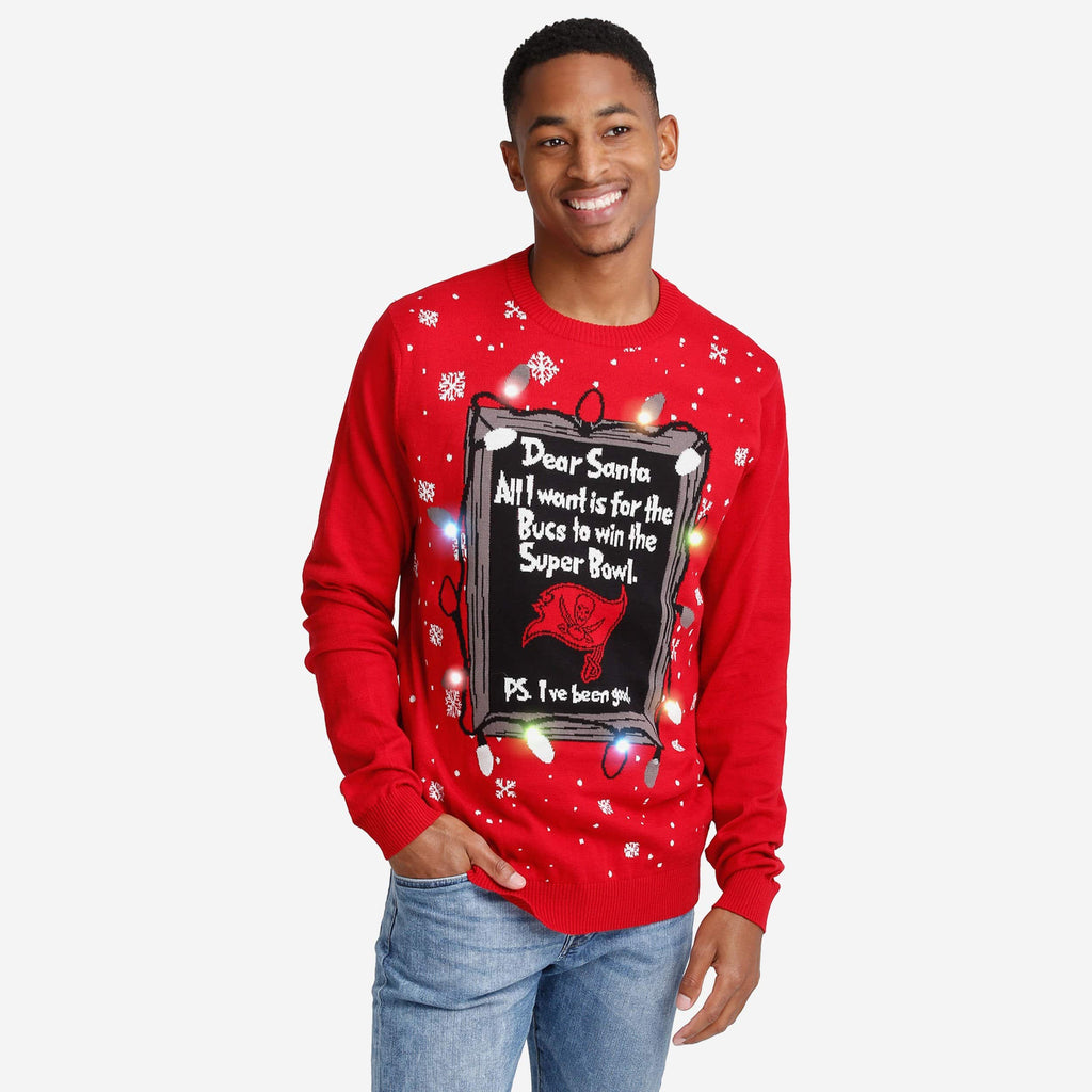 Tampa Bay Buccaneers Dear Santa Light Up Sweater FOCO S - FOCO.com