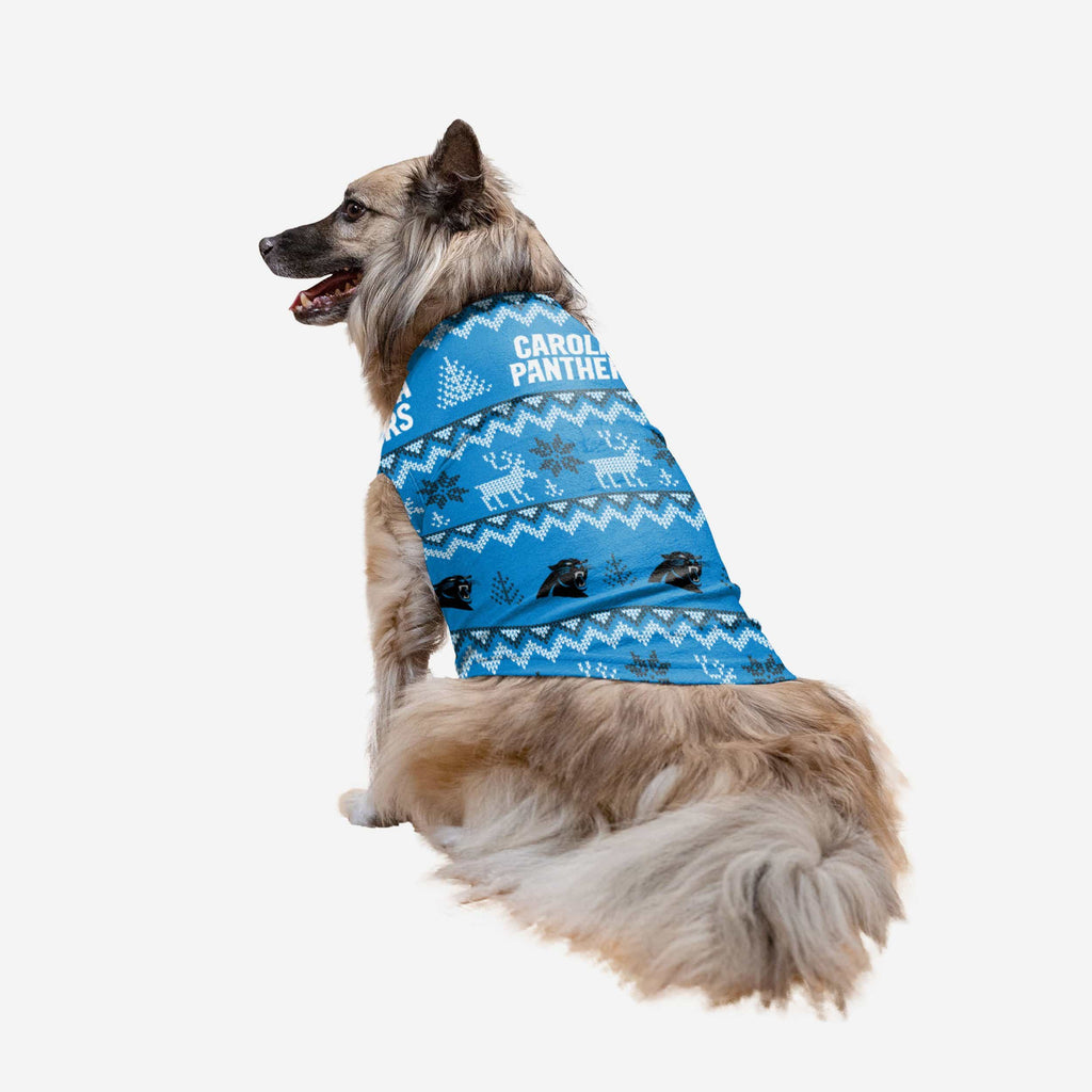 Carolina Panthers Dog Family Holiday Ugly Sweater FOCO XS - FOCO.com