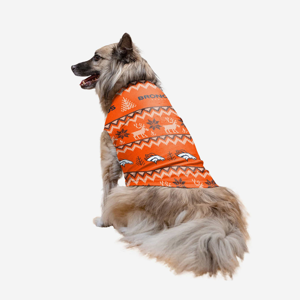 Denver Broncos Dog Family Holiday Ugly Sweater FOCO XS - FOCO.com