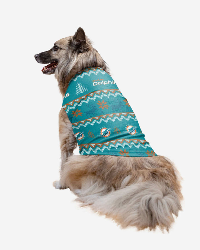 Miami Dolphins Dog Family Holiday Ugly Sweater FOCO XS - FOCO.com