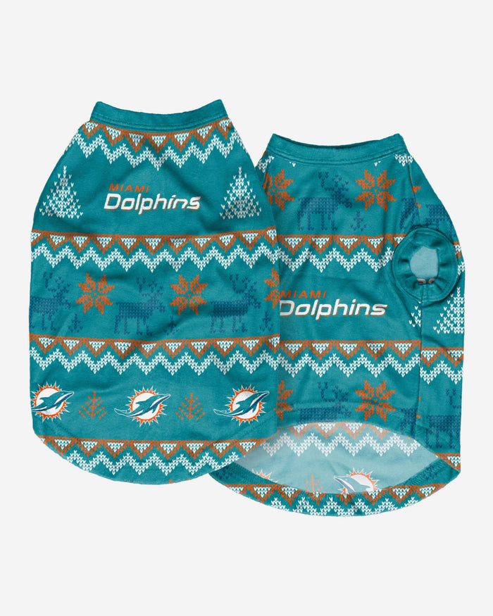 Miami Dolphins Dog Family Holiday Ugly Sweater FOCO - FOCO.com