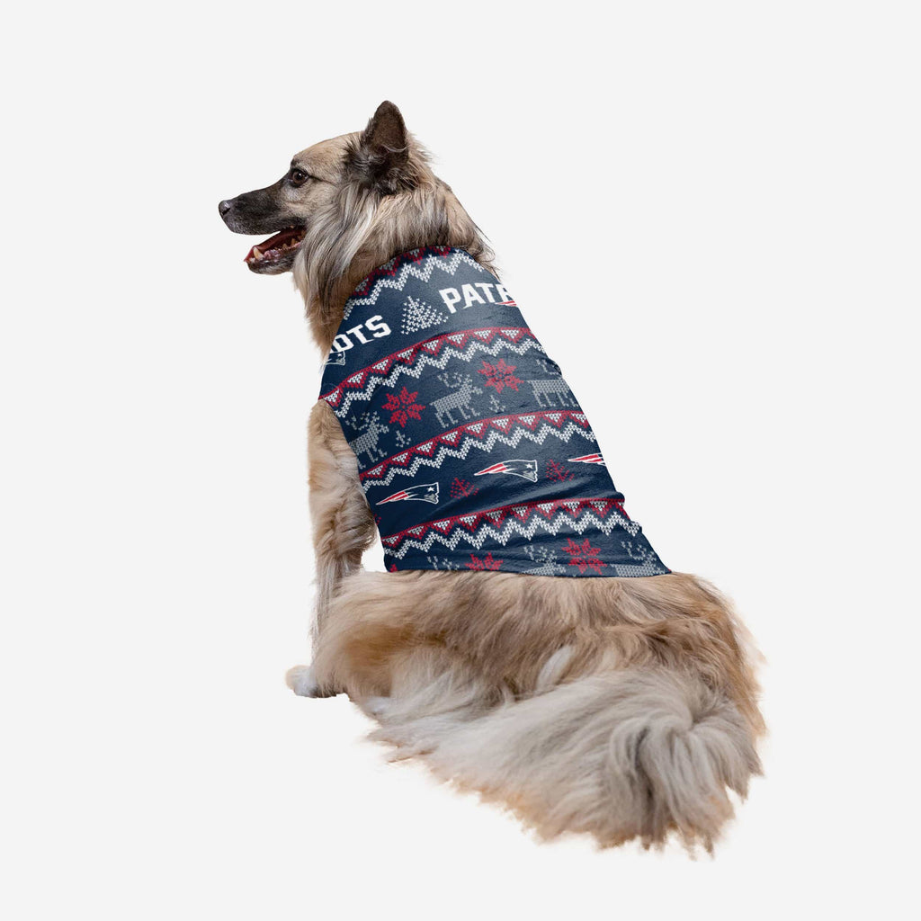 New England Patriots Dog Family Holiday Ugly Sweater FOCO XS - FOCO.com