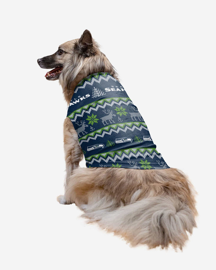 Seattle Seahawks Dog Family Holiday Ugly Sweater FOCO XS - FOCO.com