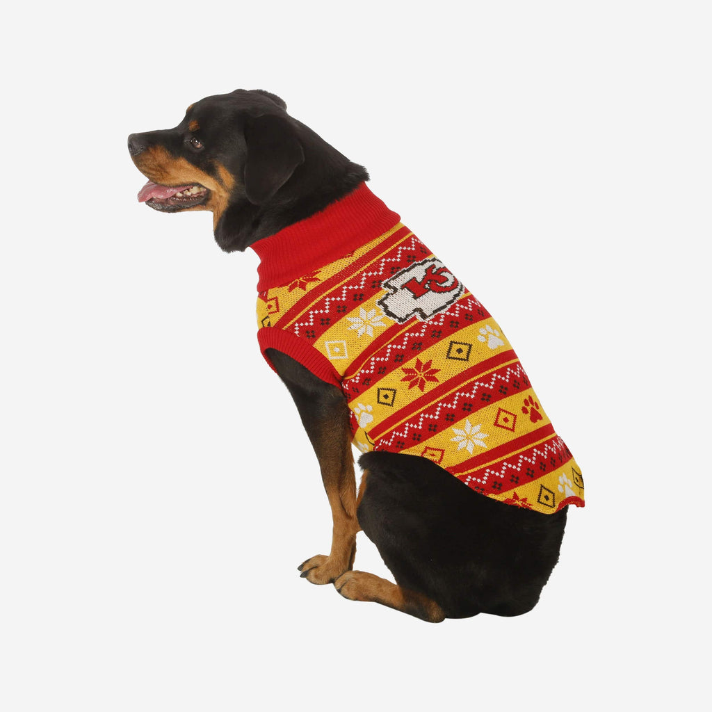 Kansas City Chiefs Knitted Holiday Dog Sweater FOCO XS - FOCO.com