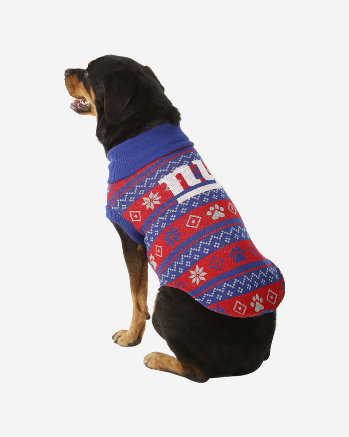 New York Giants Knitted Holiday Dog Sweater FOCO XS - FOCO.com