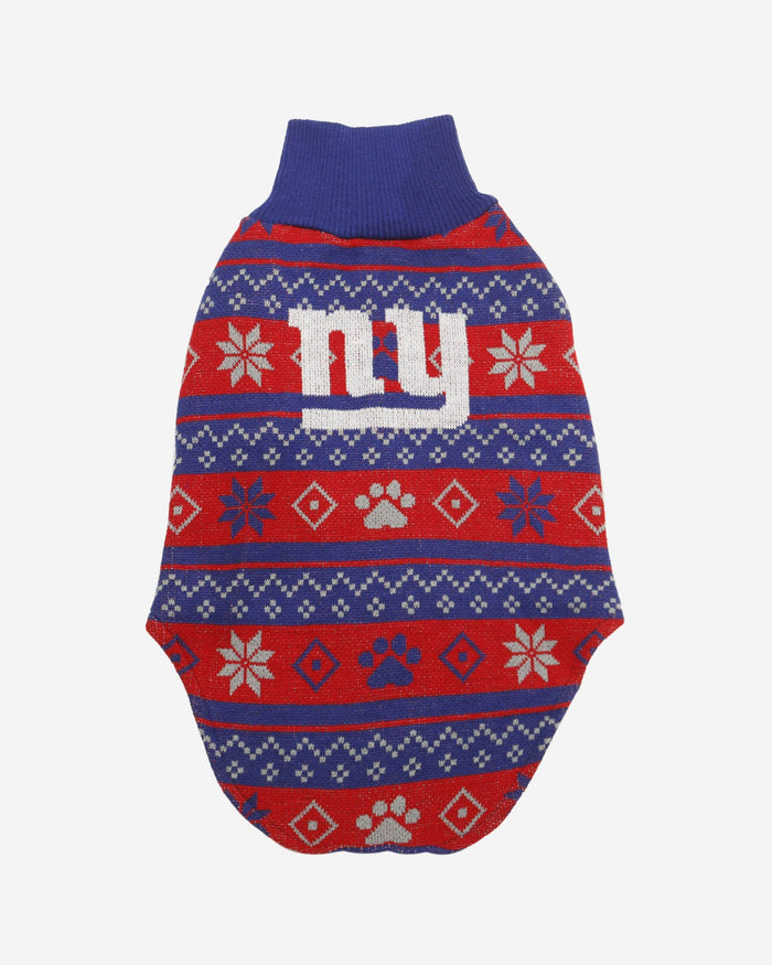 New York Giants Knitted Holiday Dog Sweater FOCO - FOCO.com