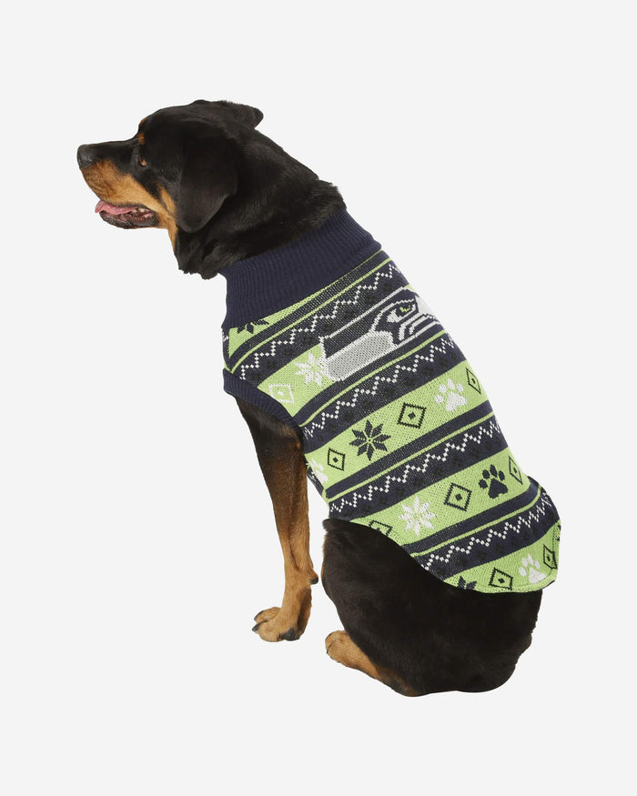 Seattle Seahawks Knitted Holiday Dog Sweater FOCO XS - FOCO.com