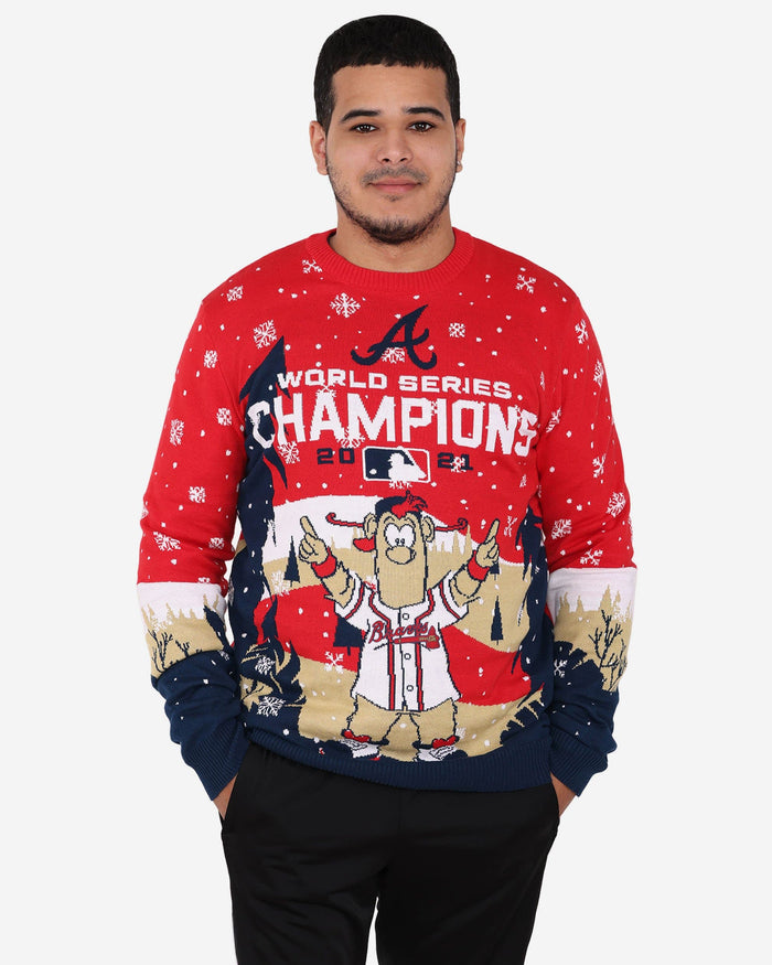 Atlanta Braves 2021 World Series Champions Ugly Sweater FOCO S - FOCO.com