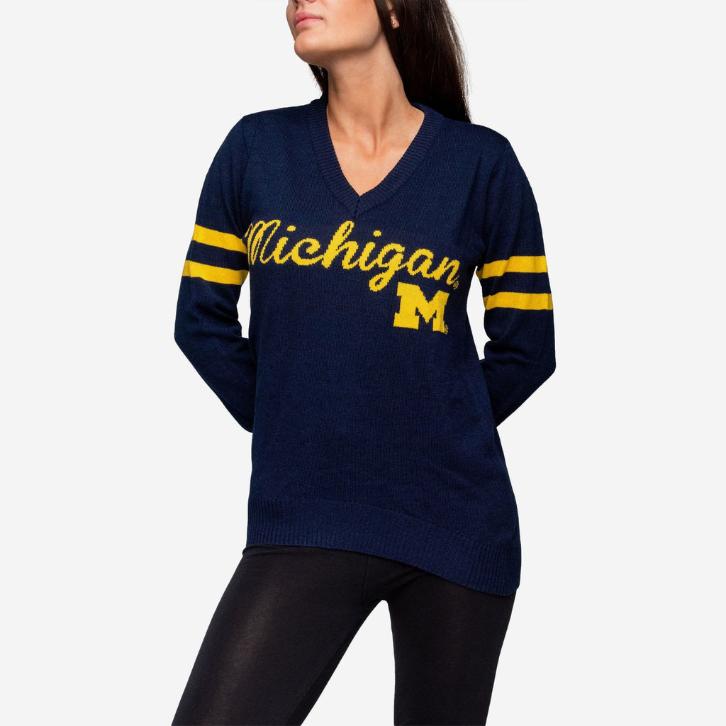 Michigan Wolverines Womens Vintage Stripe Sweater FOCO - FOCO.com