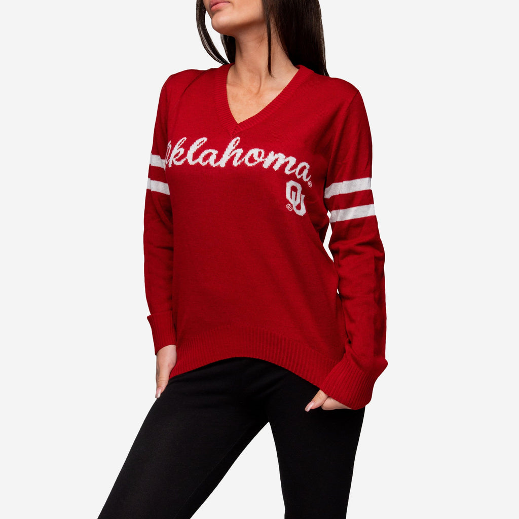 Oklahoma Sooners Womens Vintage Stripe Sweater FOCO - FOCO.com