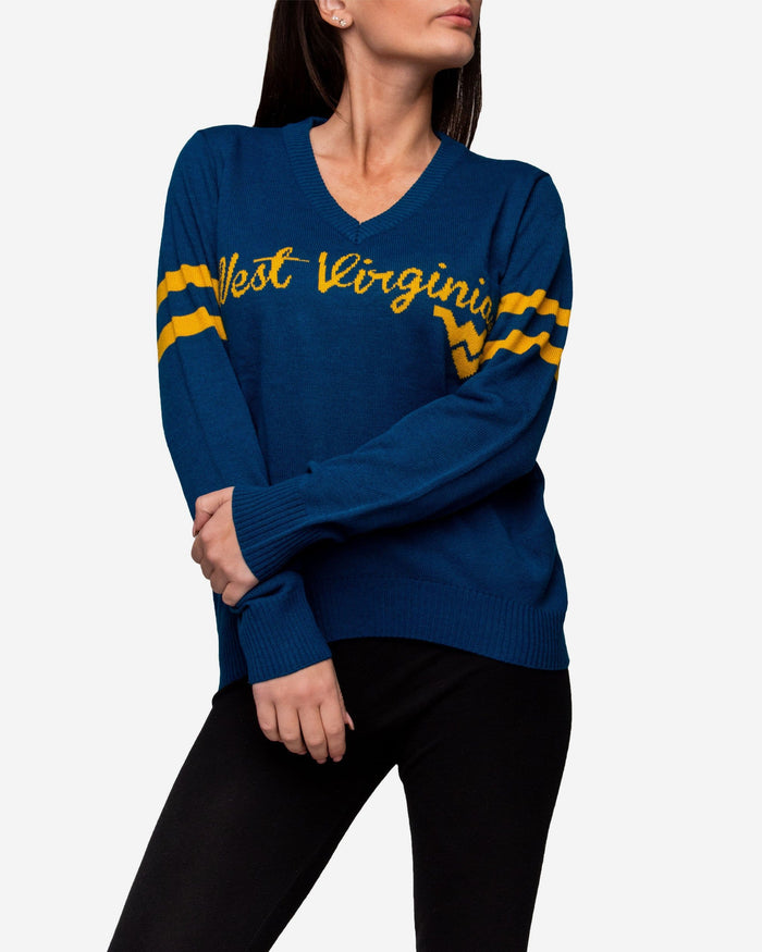 West Virginia Mountaineers Womens Vintage Stripe Sweater FOCO - FOCO.com