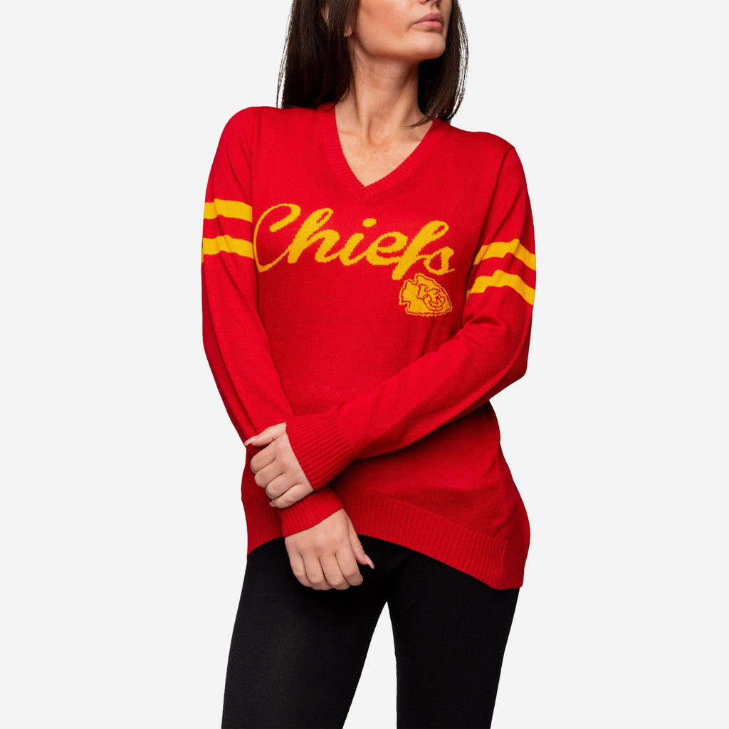 Kansas City Chiefs Womens Vintage Stripe Sweater FOCO - FOCO.com