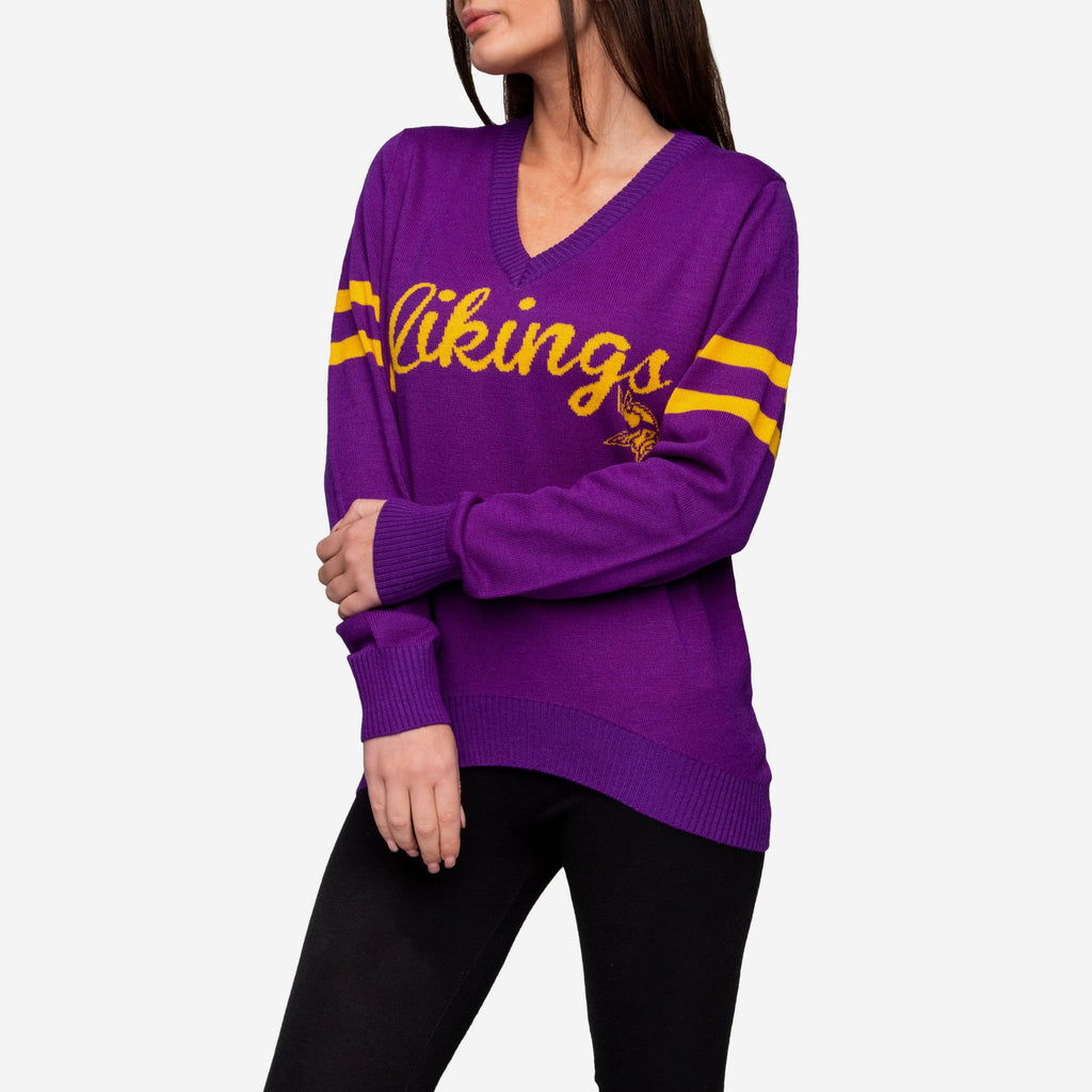 Minnesota Vikings Womens Vintage Stripe Sweater FOCO - FOCO.com