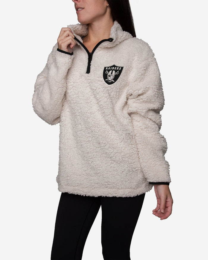 Las Vegas Raiders Womens Quarter Zip Sherpa Sweater FOCO - FOCO.com