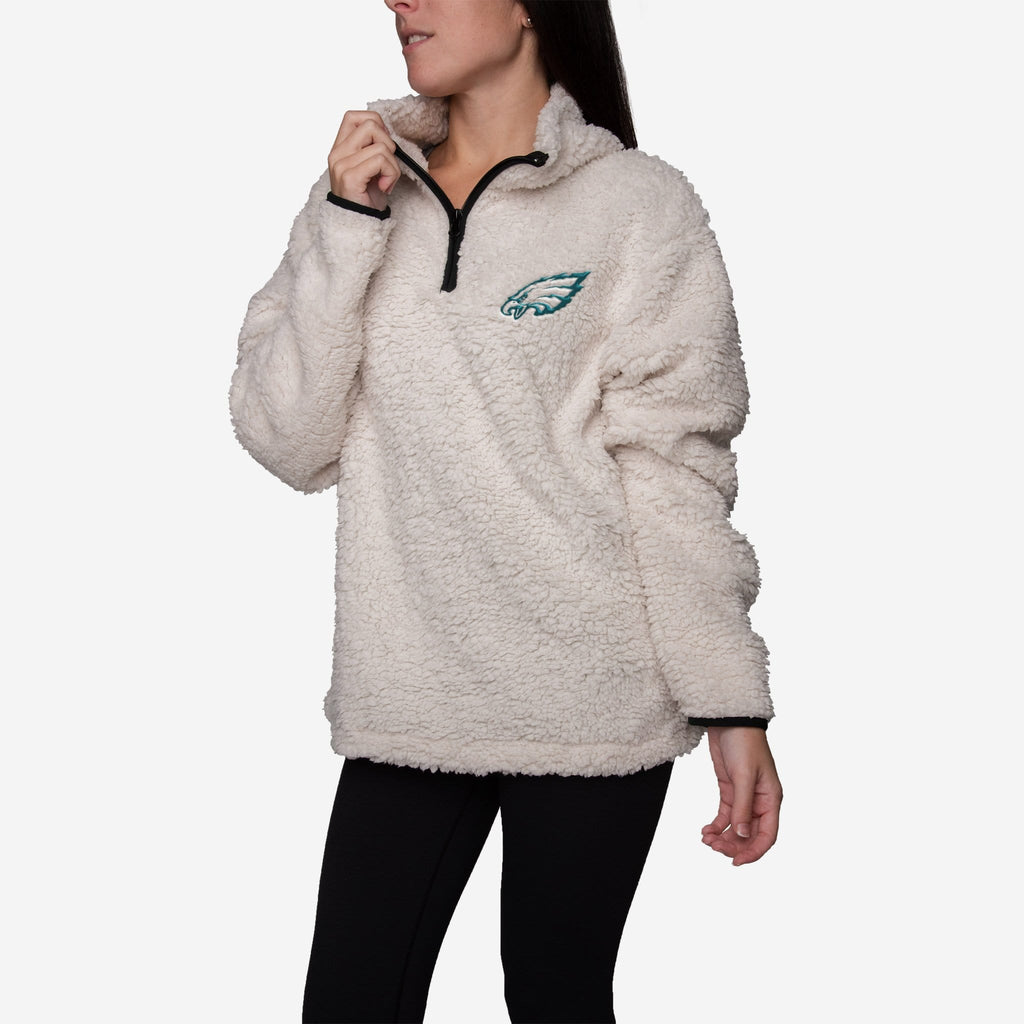 Philadelphia Eagles Womens Quarter Zip Sherpa Sweater FOCO - FOCO.com