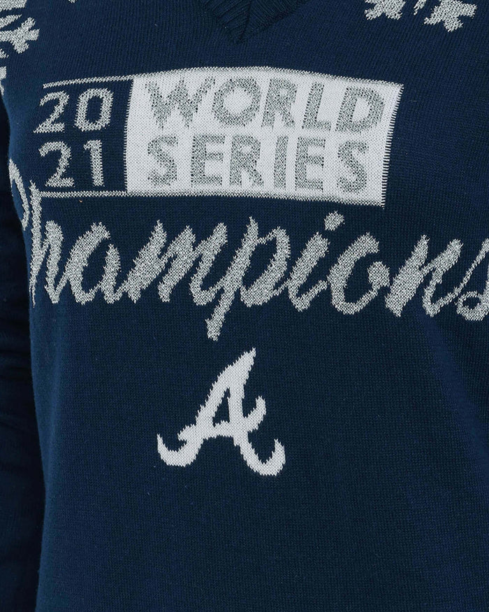 Atlanta Braves 2021 World Series Champions Womens V-Neck Sweater FOCO - FOCO.com