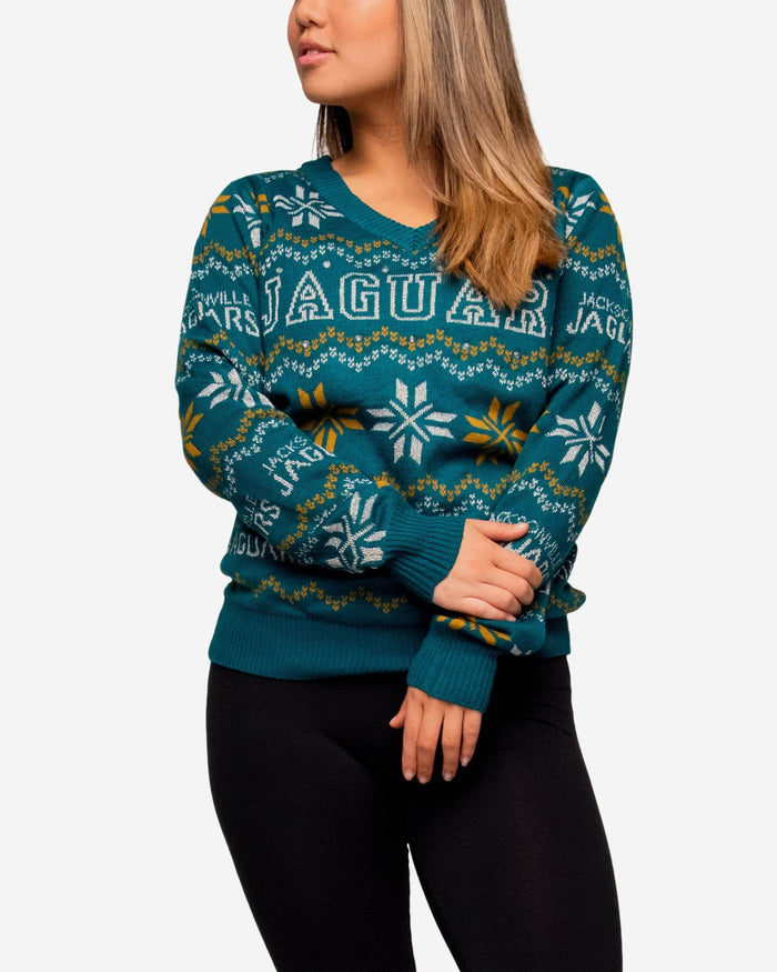 Jacksonville Jaguars Womens Light Up V-Neck Bluetooth Sweater FOCO - FOCO.com
