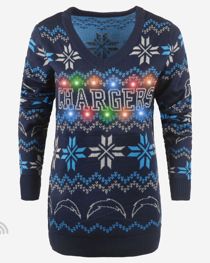 Los Angeles Chargers Womens Light Up V-Neck Bluetooth Sweater FOCO - FOCO.com