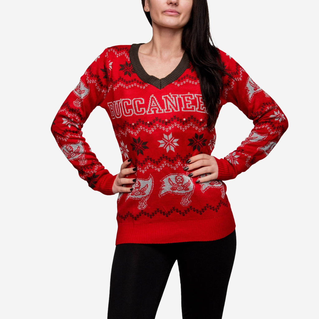 Tampa Bay Buccaneers Womens Light Up V-Neck Bluetooth Sweater FOCO - FOCO.com