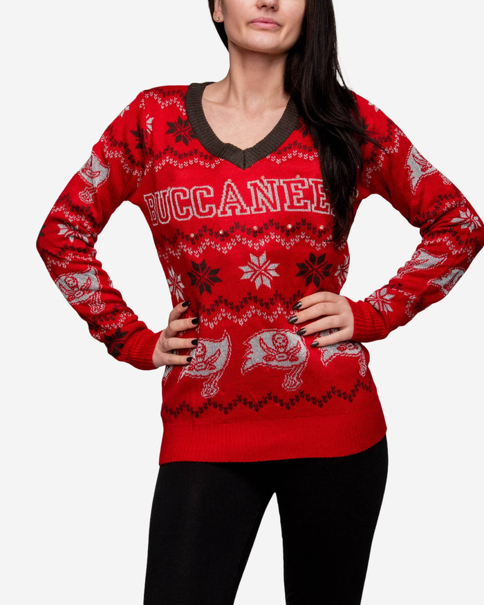 Tampa Bay Buccaneers Womens Light Up V-Neck Bluetooth Sweater FOCO - FOCO.com