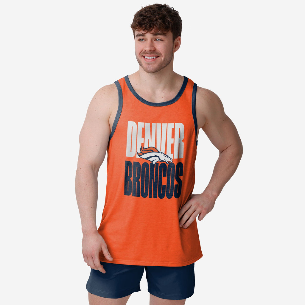 Denver Broncos Solid Wordmark Sleeveless Top FOCO S - FOCO.com