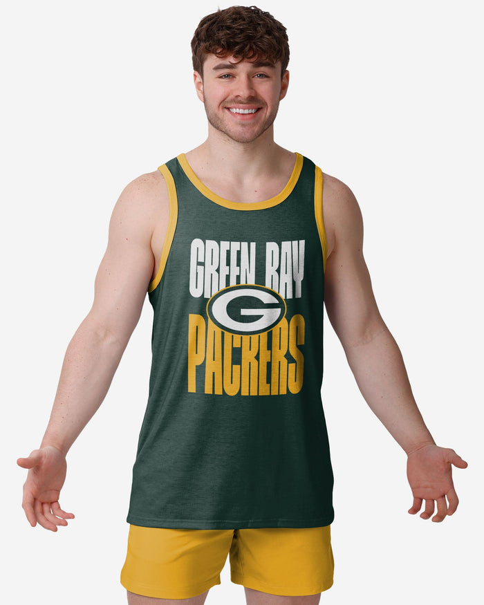 Green Bay Packers Solid Wordmark Sleeveless Top FOCO S - FOCO.com