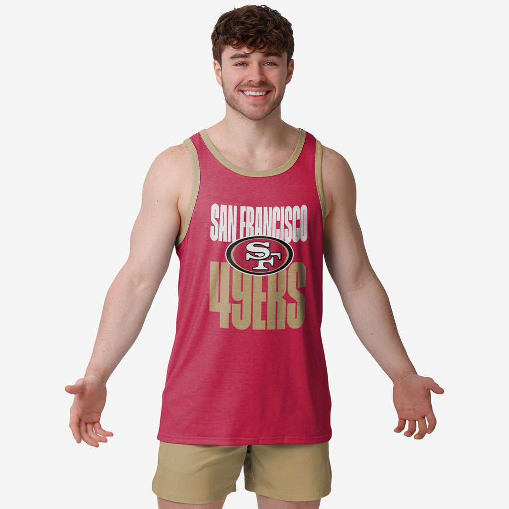 San Francisco 49ers Solid Wordmark Sleeveless Top FOCO S - FOCO.com