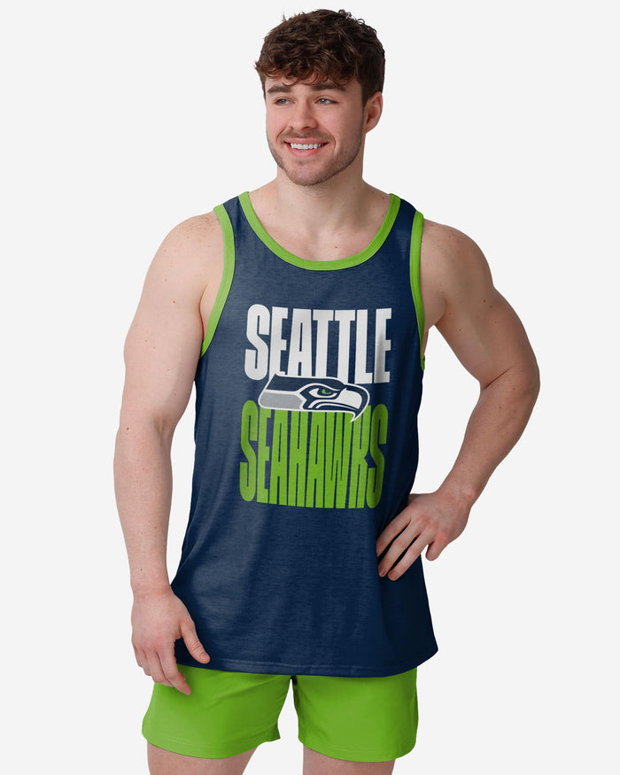 Seattle Seahawks Solid Wordmark Sleeveless Top FOCO S - FOCO.com