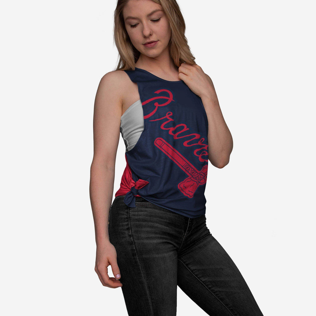 Atlanta Braves Womens Side-Tie Sleeveless Top FOCO S - FOCO.com