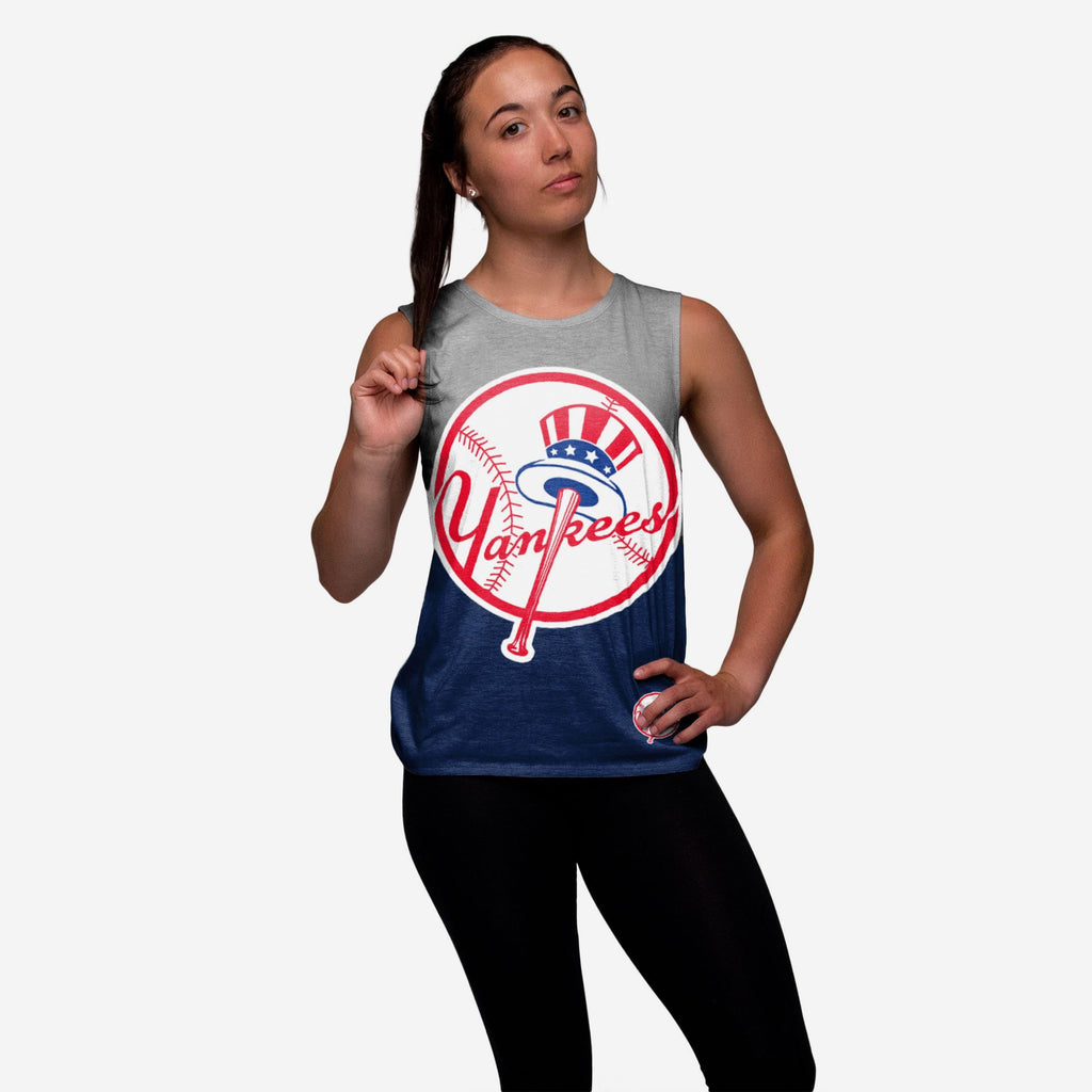 New York Yankees Womens Strapped V-Back Sleeveless Top FOCO S - FOCO.com