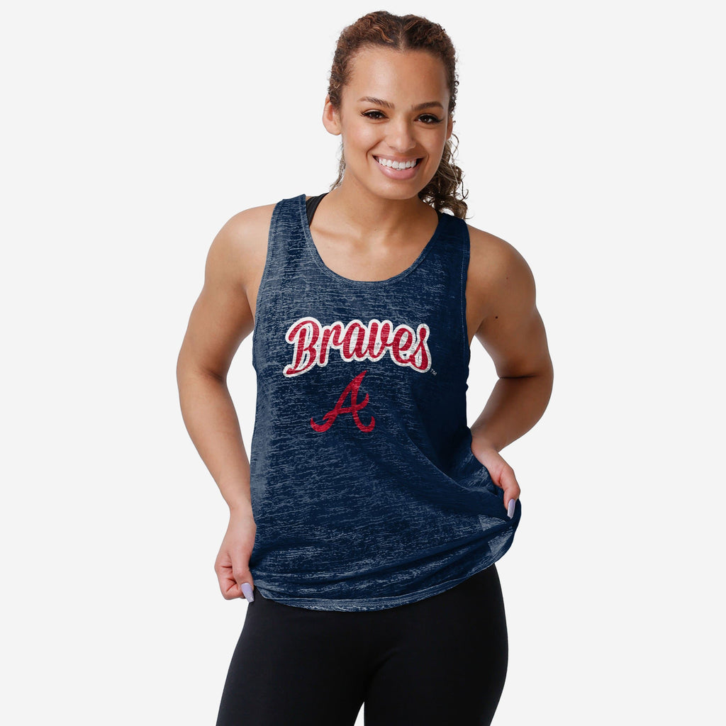 Atlanta Braves Womens Burn Out Sleeveless Top FOCO S - FOCO.com