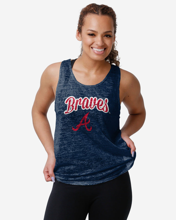 Atlanta Braves Womens Burn Out Sleeveless Top FOCO S - FOCO.com