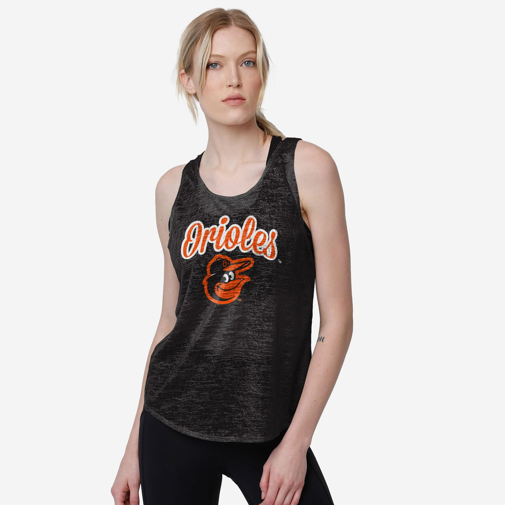 Baltimore Orioles Womens Burn Out Sleeveless Top FOCO S - FOCO.com