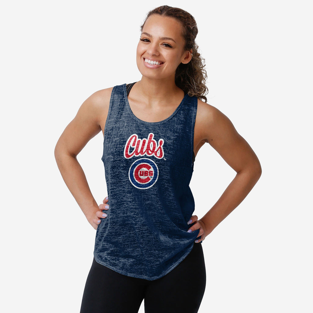 Chicago Cubs Womens Burn Out Sleeveless Top FOCO S - FOCO.com