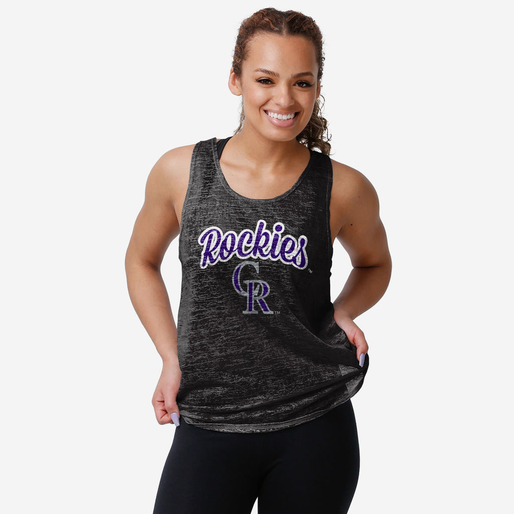 Colorado Rockies Womens Burn Out Sleeveless Top FOCO S - FOCO.com