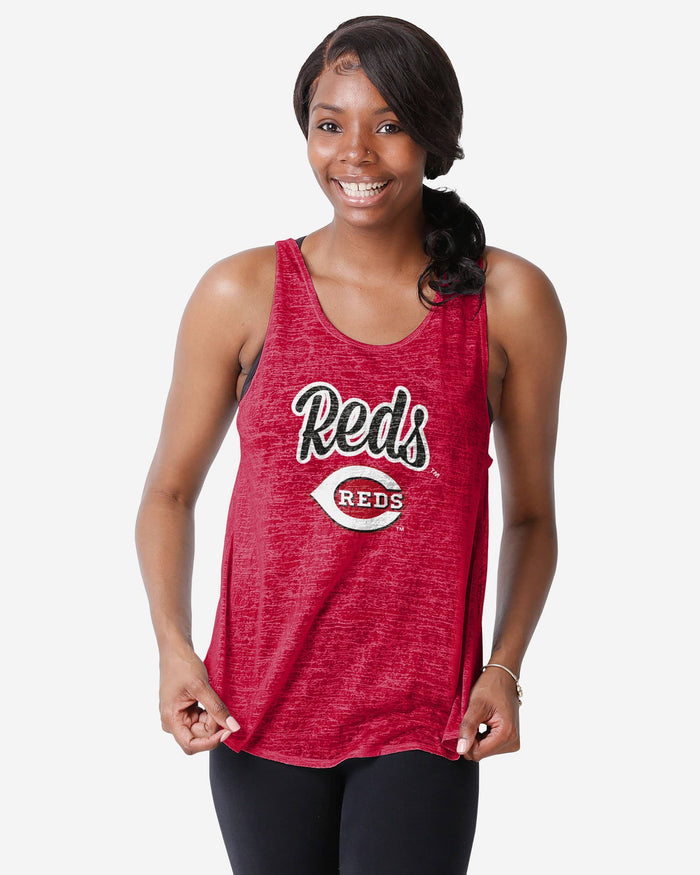 Cincinnati Reds Womens Burn Out Sleeveless Top FOCO S - FOCO.com