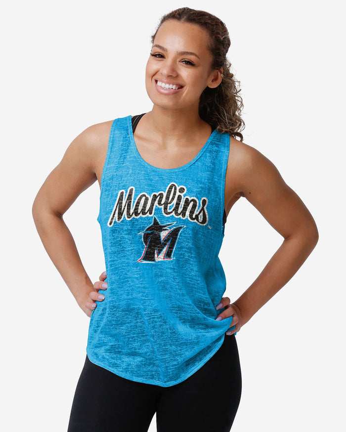 Miami Marlins Womens Burn Out Sleeveless Top FOCO S - FOCO.com