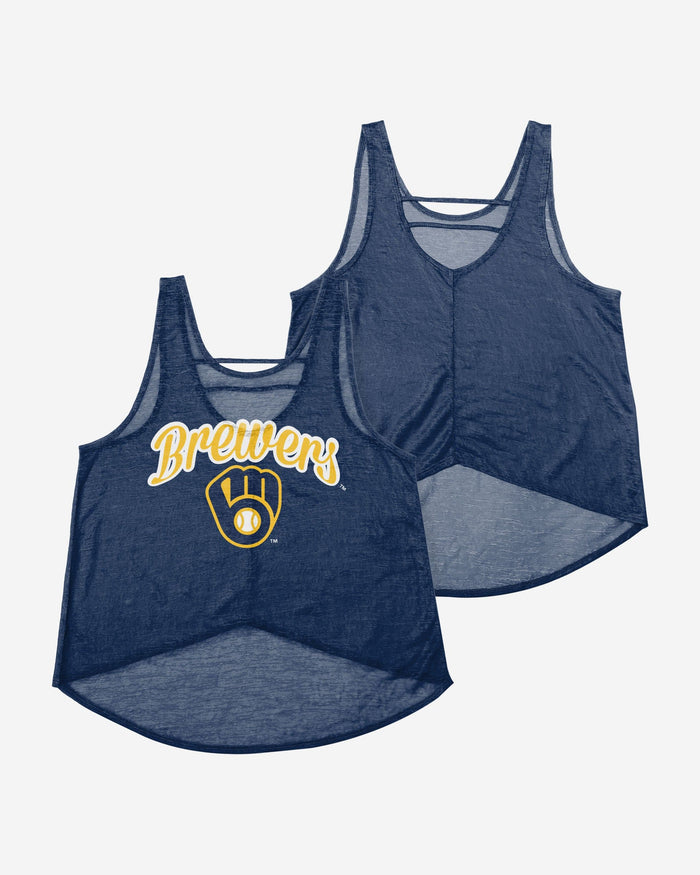 Milwaukee Brewers Womens Burn Out Sleeveless Top FOCO - FOCO.com