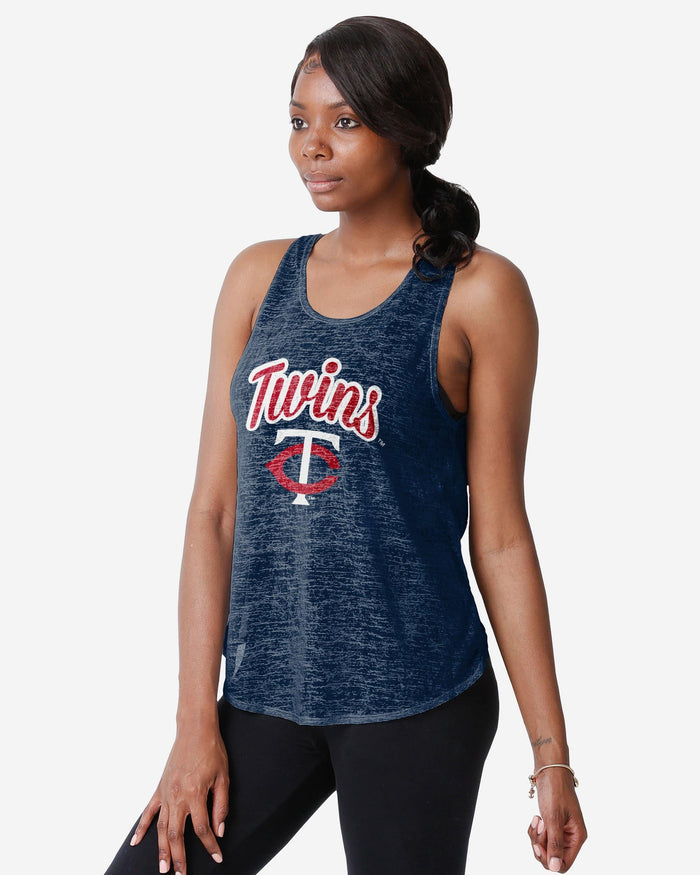 Minnesota Twins Womens Burn Out Sleeveless Top FOCO S - FOCO.com