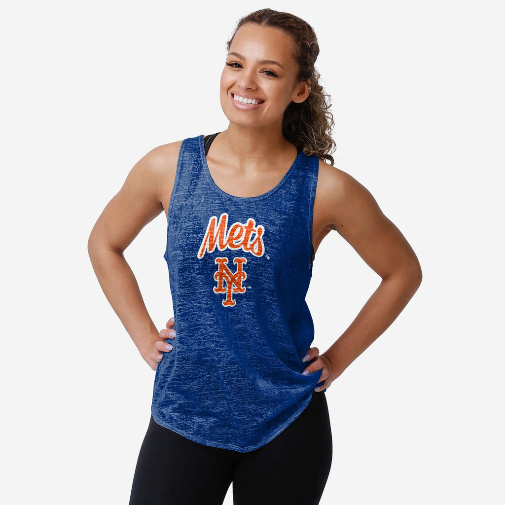 New York Mets Womens Burn Out Sleeveless Top FOCO S - FOCO.com