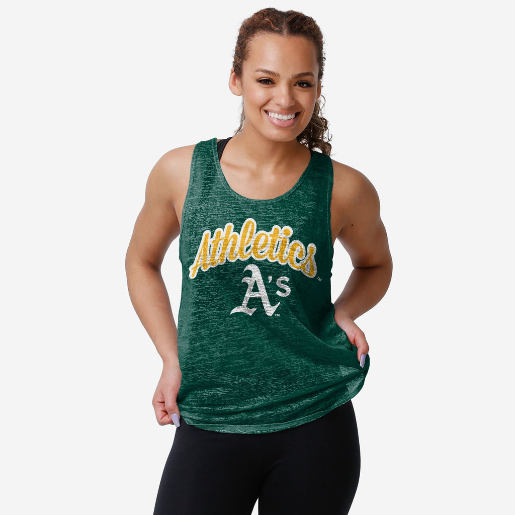 Oakland Athletics Womens Burn Out Sleeveless Top FOCO S - FOCO.com